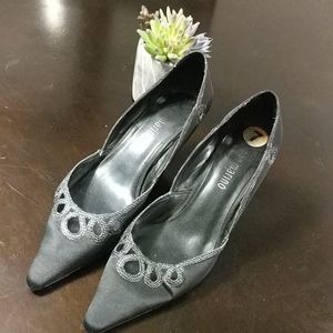 Ann Marino black satin pumps
